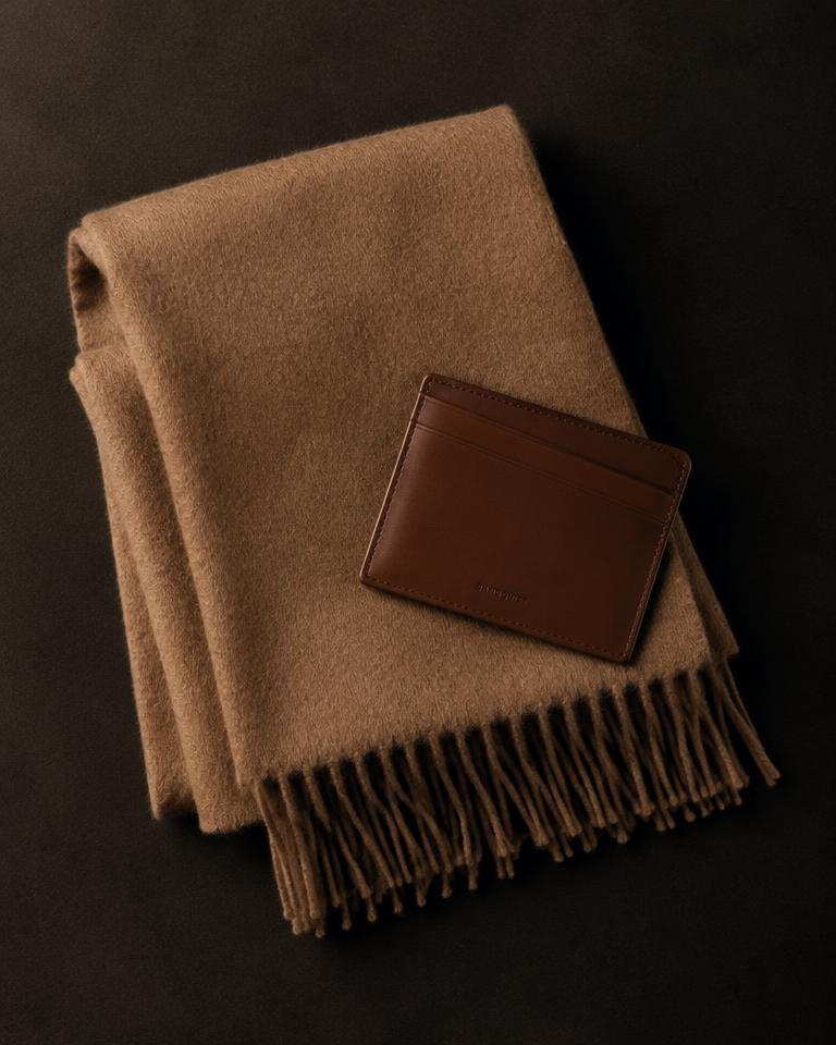 Camel Wool Scarf & Card Holder